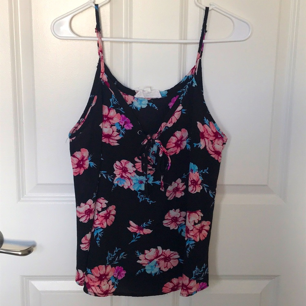 Flower spaghetti strap tank top